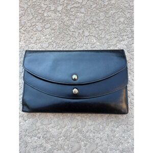 Vintage Monac Black Leather Wallet Large